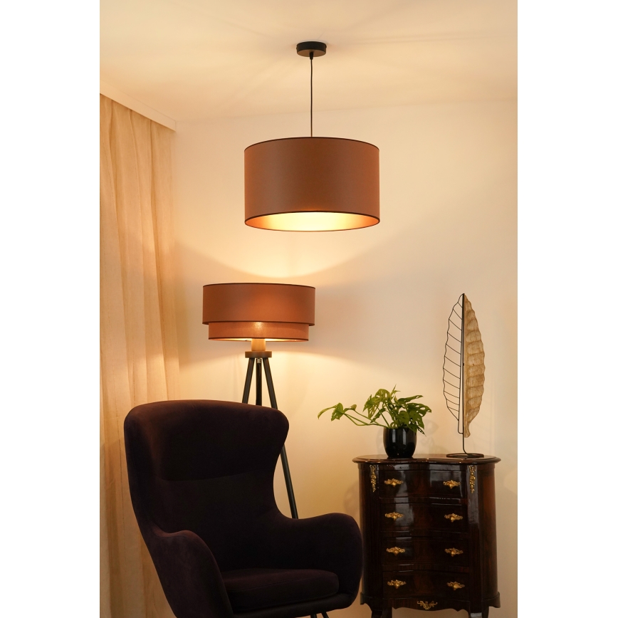 Brilagi - Hanglamp aan een koord OREGON ROLLER VEGE 1xE27/15W/230V diameter 45 cm bruin