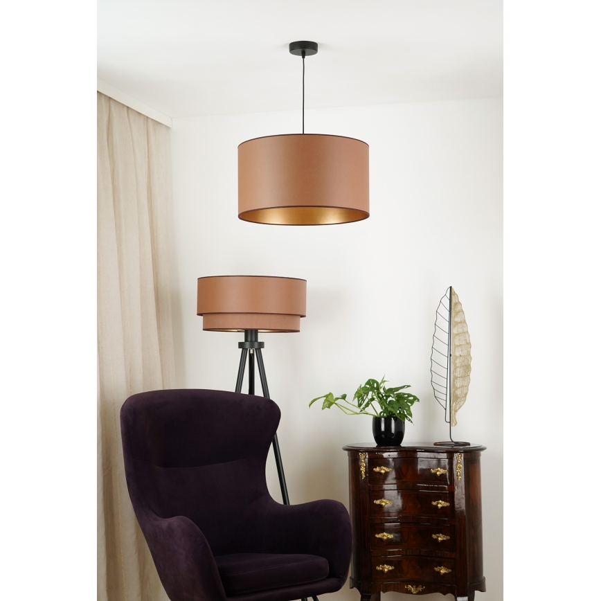 Brilagi - Hanglamp aan een koord OREGON ROLLER VEGE 1xE27/15W/230V diameter 45 cm bruin