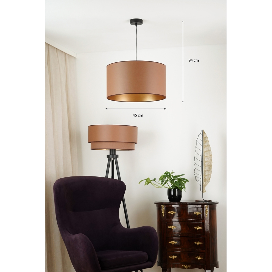Brilagi - Hanglamp aan een koord OREGON ROLLER VEGE 1xE27/15W/230V diameter 45 cm bruin