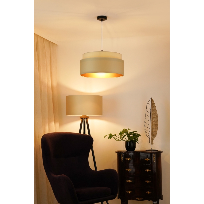 Brilagi - Hanglamp aan een koord OREGON VEGE 1xE27/15W/230V diameter 45 cm beige