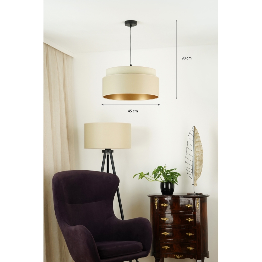 Brilagi - Hanglamp aan een koord OREGON VEGE 1xE27/15W/230V diameter 45 cm beige