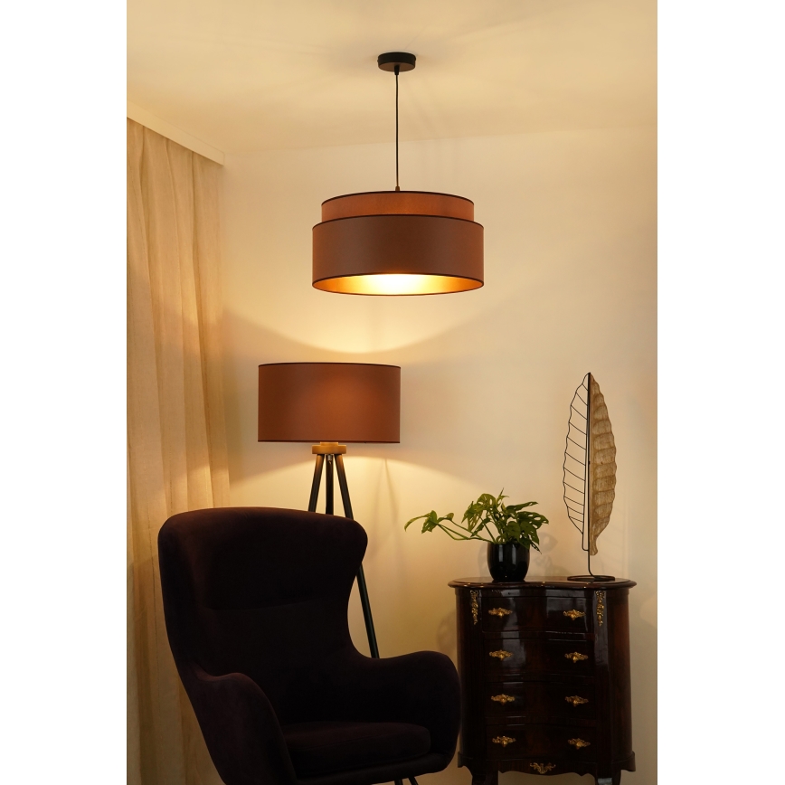 Brilagi - Hanglamp aan een koord OREGON VEGE 1xE27/15W/230V diameter 45 cm bruin