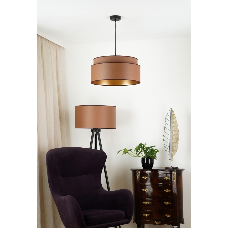 Brilagi - Hanglamp aan een koord OREGON VEGE 1xE27/15W/230V diameter 45 cm bruin