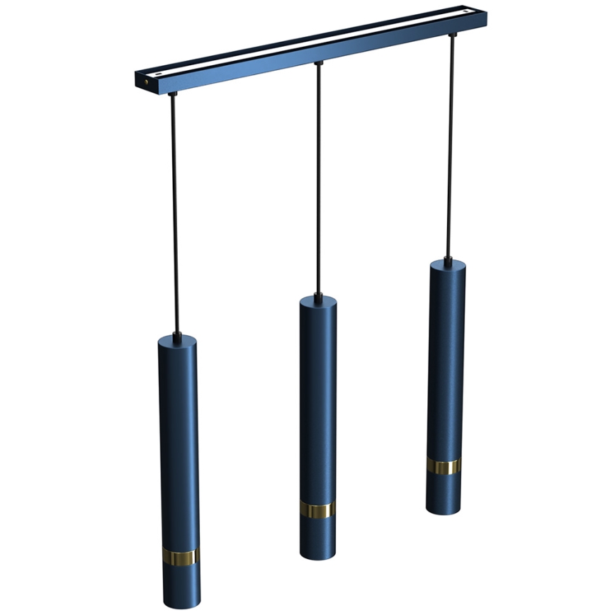 Brilagi - Hanglamp aan een koord POKER 3xGU10/25W/230V blauw/goud
