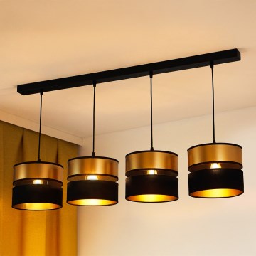 Brilagi - Hanglamp aan een koord ROYAL 4xE27/15W/230V zwart/goud