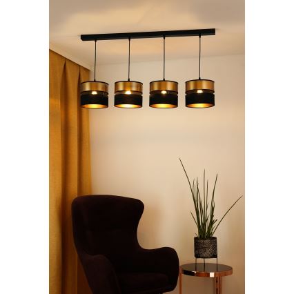 Brilagi - Hanglamp aan een koord ROYAL 4xE27/15W/230V zwart/goud