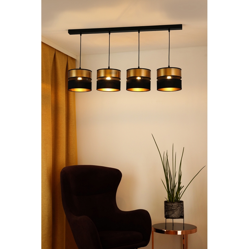 Brilagi - Hanglamp aan een koord ROYAL 4xE27/15W/230V zwart/goud