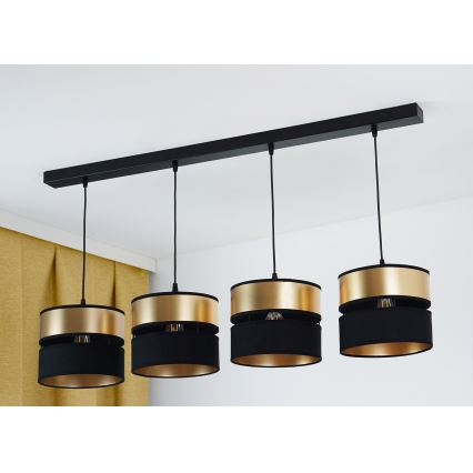 Brilagi - Hanglamp aan een koord ROYAL 4xE27/15W/230V zwart/goud