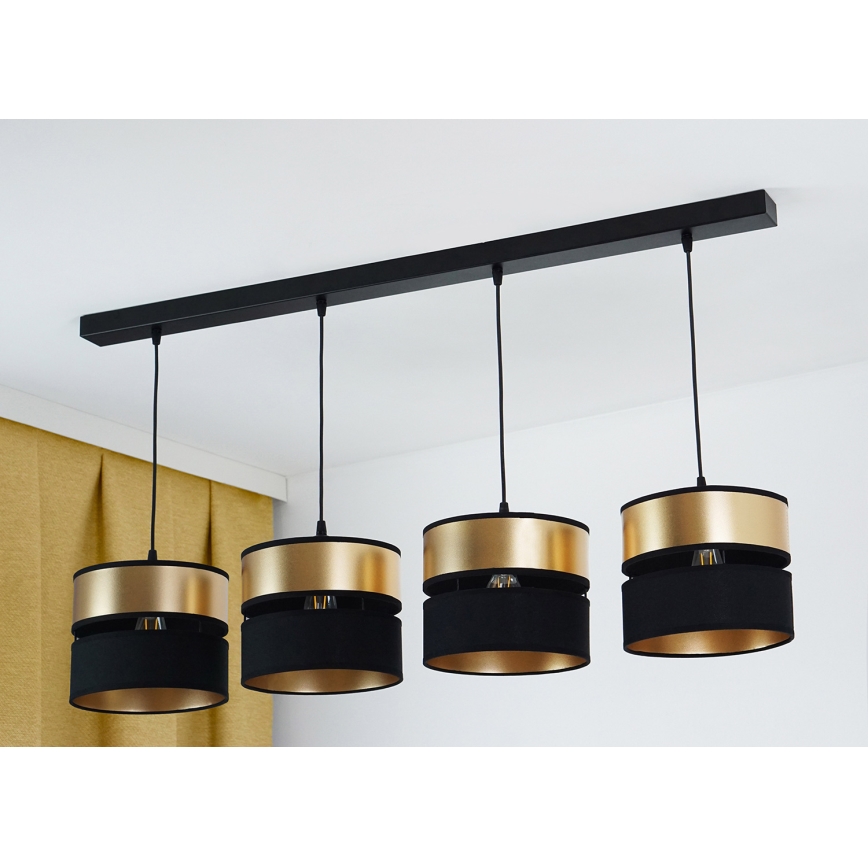 Brilagi - Hanglamp aan een koord ROYAL 4xE27/15W/230V zwart/goud