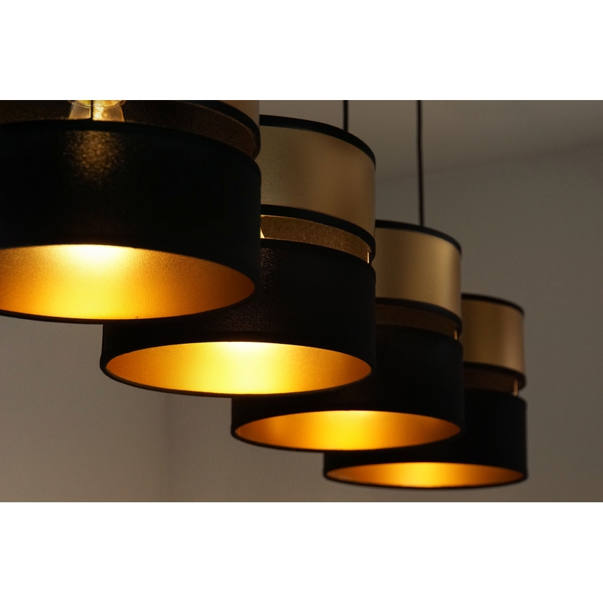 Brilagi - Hanglamp aan een koord ROYAL 4xE27/15W/230V zwart/goud