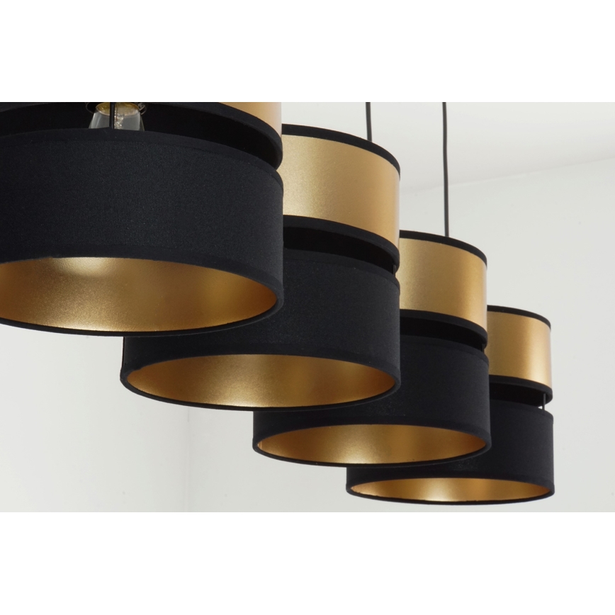 Brilagi - Hanglamp aan een koord ROYAL 4xE27/15W/230V zwart/goud