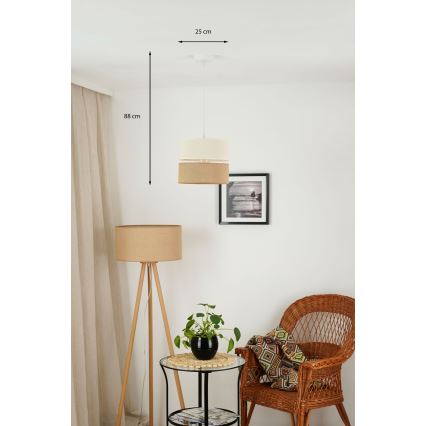 Brilagi - Hanglamp aan een koord ROYAL YUTE 1xE27/15W/230V diameter 25 cm beige/crème