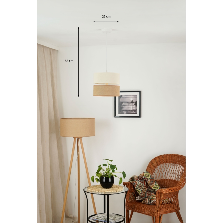 Brilagi - Hanglamp aan een koord ROYAL YUTE 1xE27/15W/230V diameter 25 cm beige/crème