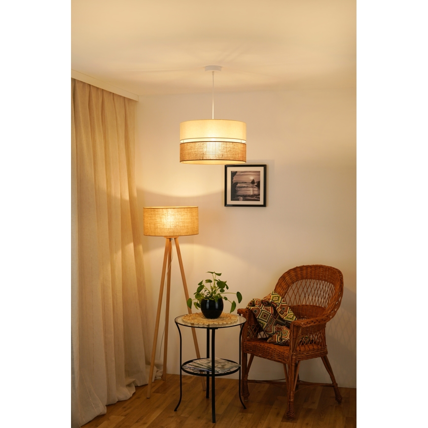 Brilagi - Hanglamp aan een koord ROYAL YUTE 1xE27/15W/230V diameter 40 cm beige/crème