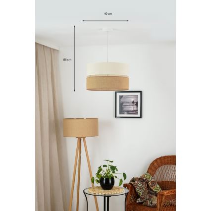 Brilagi - Hanglamp aan een koord ROYAL YUTE 1xE27/15W/230V diameter 40 cm beige/crème