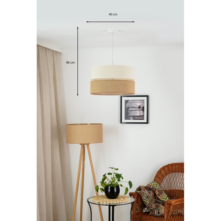 Brilagi - Hanglamp aan een koord ROYAL YUTE 1xE27/15W/230V diameter 40 cm beige/crème
