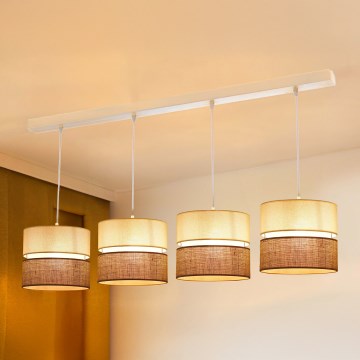 Brilagi - Hanglamp aan een koord ROYAL YUTE 4xE27/15W/230V beige/crème/wit