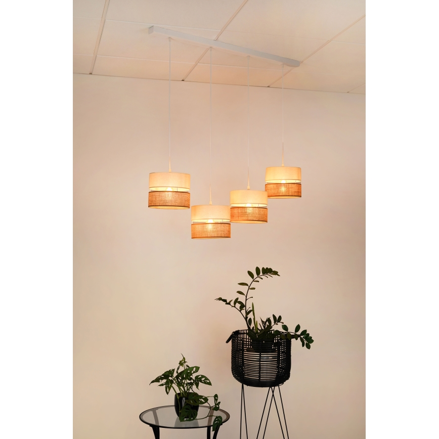 Brilagi - Hanglamp aan een koord ROYAL YUTE 4xE27/15W/230V beige/crème/wit