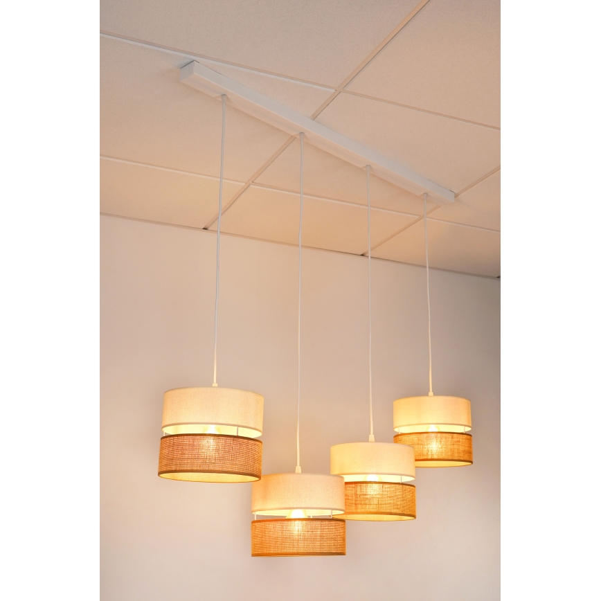 Brilagi - Hanglamp aan een koord ROYAL YUTE 4xE27/15W/230V beige/crème/wit