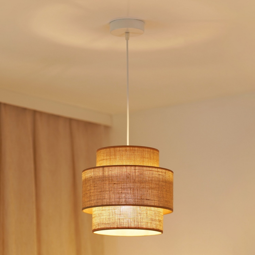 Brilagi - Hanglamp aan een koord SPACE YUTE 1xE27/15W/230V diameter 25 cm beige/wit