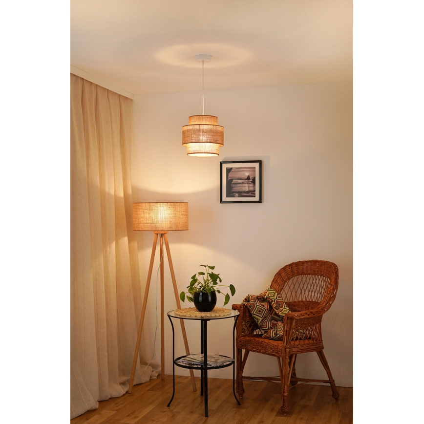 Brilagi - Hanglamp aan een koord SPACE YUTE 1xE27/15W/230V diameter 25 cm beige/wit
