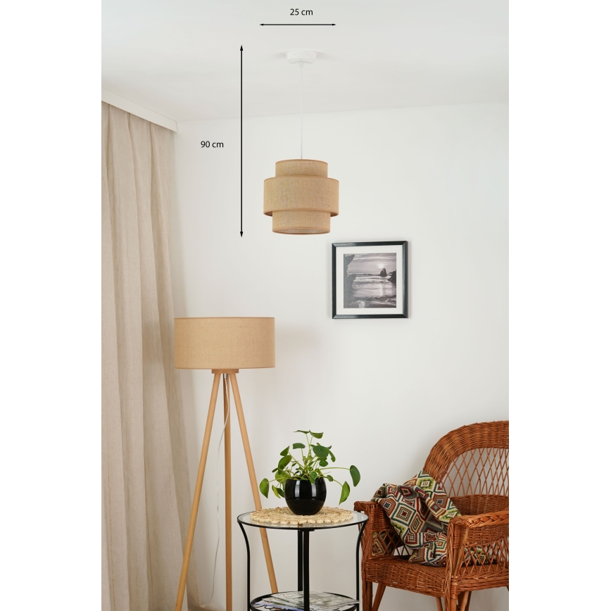 Brilagi - Hanglamp aan een koord SPACE YUTE 1xE27/15W/230V diameter 25 cm beige/wit