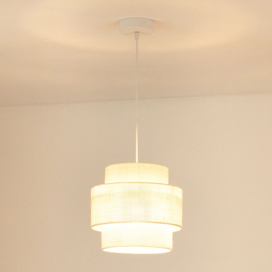Brilagi - Hanglamp aan een koord SPACE YUTE 1xE27/15W/230V diameter 25 cm crème/wit