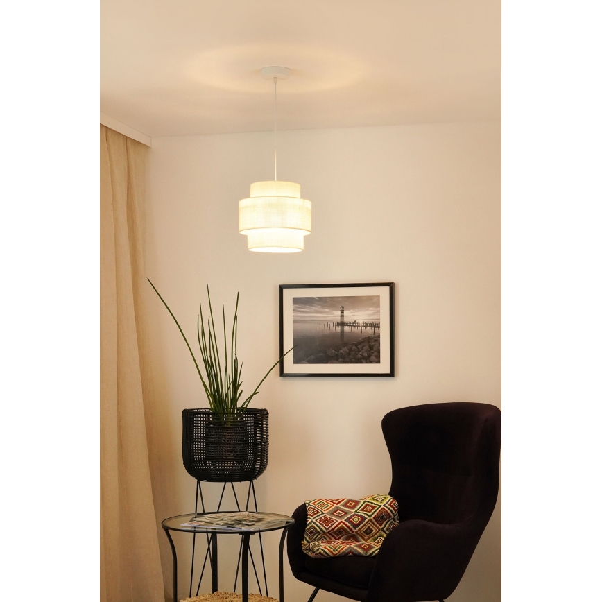 Brilagi - Hanglamp aan een koord SPACE YUTE 1xE27/15W/230V diameter 25 cm crème/wit