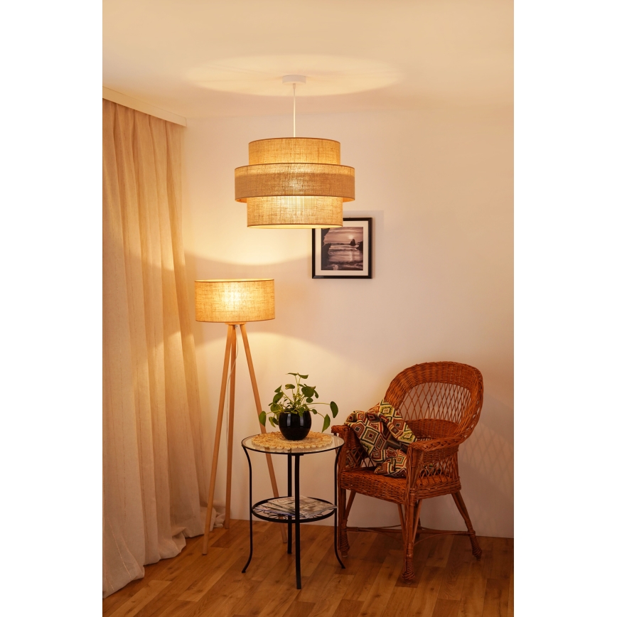 Brilagi - Hanglamp aan een koord SPACE YUTE 1xE27/15W/230V diameter 50 cm beige/wit