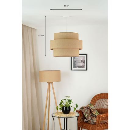Brilagi - Hanglamp aan een koord SPACE YUTE 1xE27/15W/230V diameter 50 cm beige/wit
