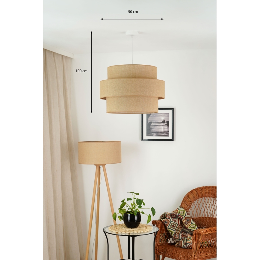 Brilagi - Hanglamp aan een koord SPACE YUTE 1xE27/15W/230V diameter 50 cm beige/wit