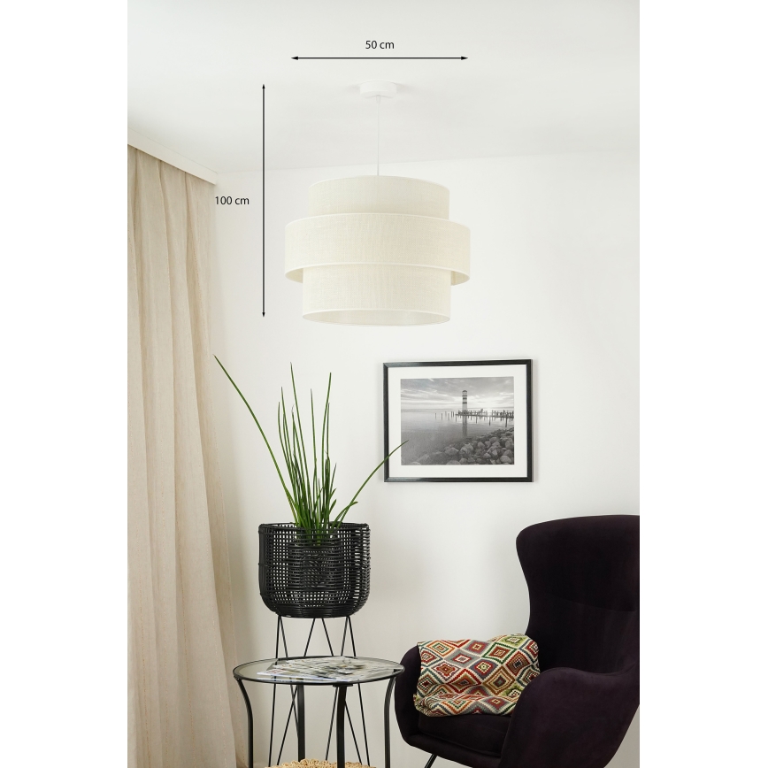 Brilagi - Hanglamp aan een koord SPACE YUTE 1xE27/15W/230V diameter 50 cm crème/wit