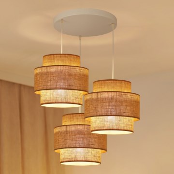 Brilagi - Hanglamp aan een koord SPACE YUTE 3xE27/15W/230V beige/wit