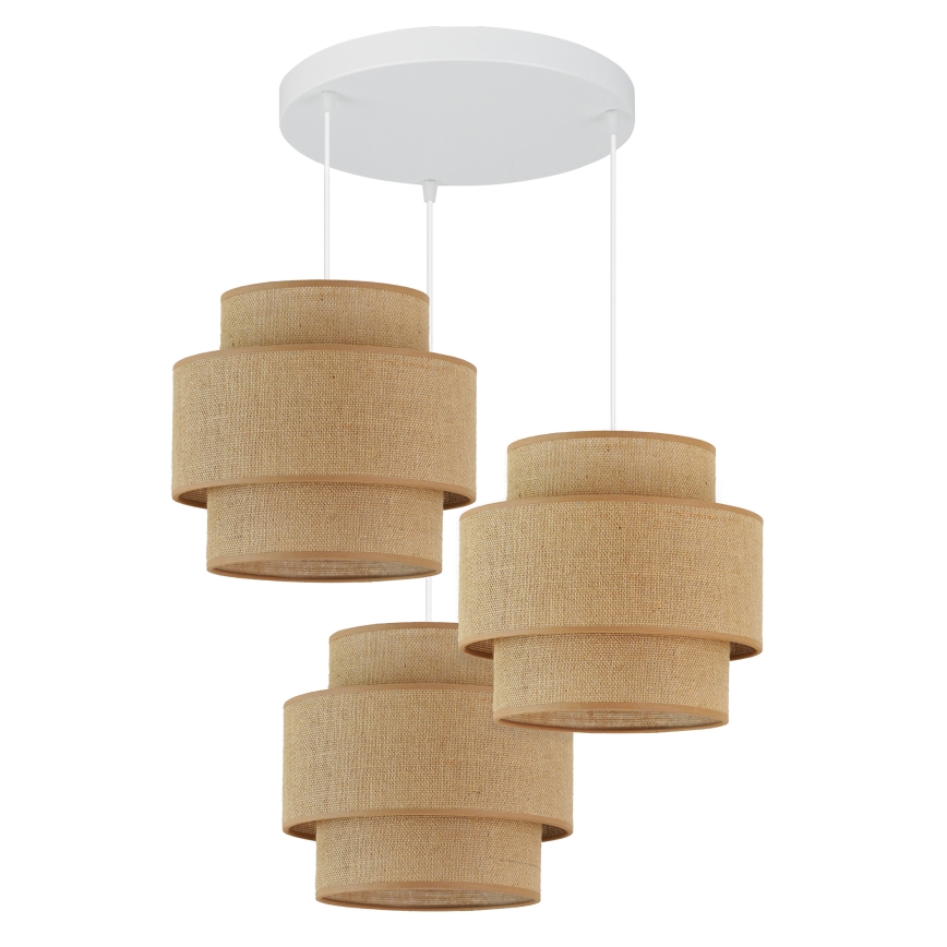 Brilagi - Hanglamp aan een koord SPACE YUTE 3xE27/15W/230V beige/wit