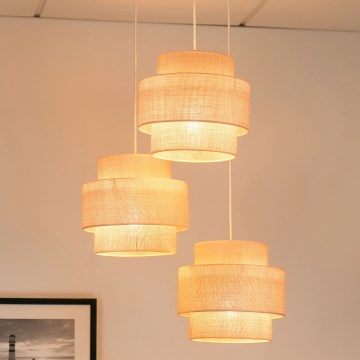 Brilagi - Hanglamp aan een koord SPACE YUTE 3xE27/15W/230V crème/wit