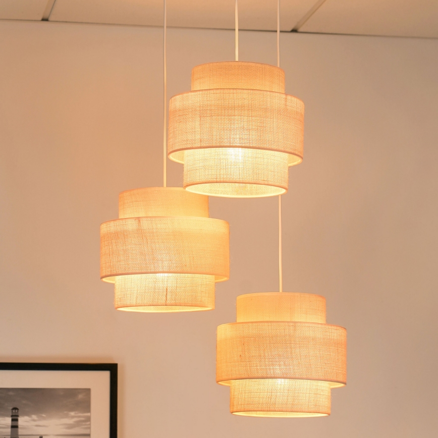 Brilagi - Hanglamp aan een koord SPACE YUTE 3xE27/15W/230V crème/wit