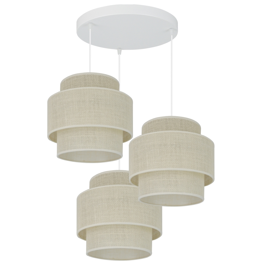 Brilagi - Hanglamp aan een koord SPACE YUTE 3xE27/15W/230V crème/wit