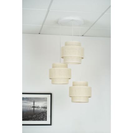 Brilagi - Hanglamp aan een koord SPACE YUTE 3xE27/15W/230V crème/wit