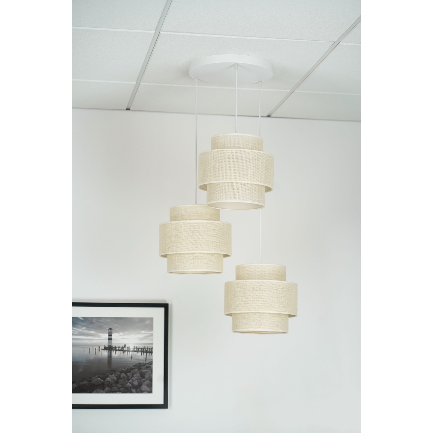 Brilagi - Hanglamp aan een koord SPACE YUTE 3xE27/15W/230V crème/wit