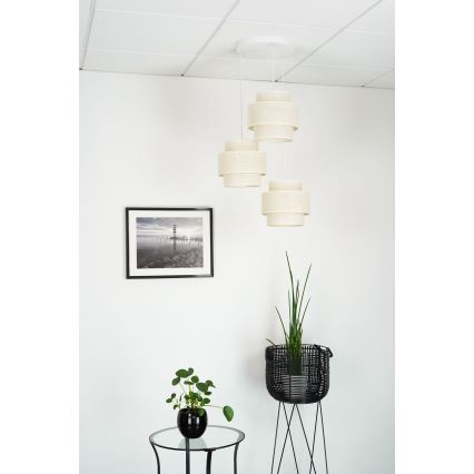 Brilagi - Hanglamp aan een koord SPACE YUTE 3xE27/15W/230V crème/wit