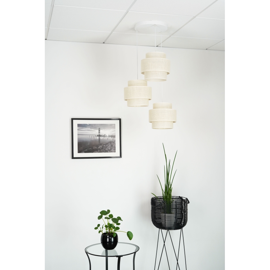Brilagi - Hanglamp aan een koord SPACE YUTE 3xE27/15W/230V crème/wit