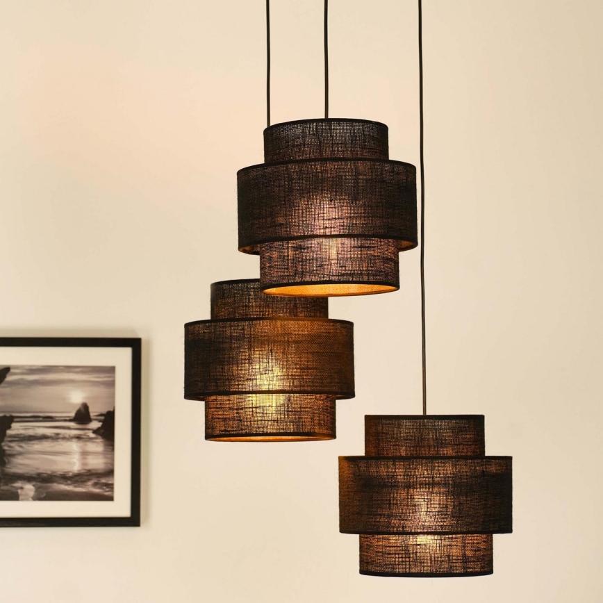 Brilagi - Hanglamp aan een koord SPACE YUTE 3xE27/15W/230V zwart