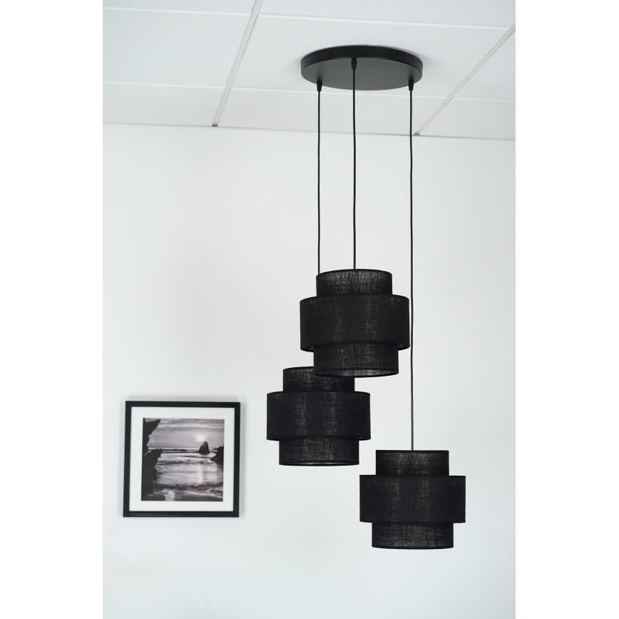 Brilagi - Hanglamp aan een koord SPACE YUTE 3xE27/15W/230V zwart