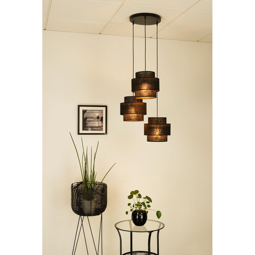 Brilagi - Hanglamp aan een koord SPACE YUTE 3xE27/15W/230V zwart