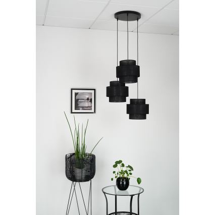 Brilagi - Hanglamp aan een koord SPACE YUTE 3xE27/15W/230V zwart