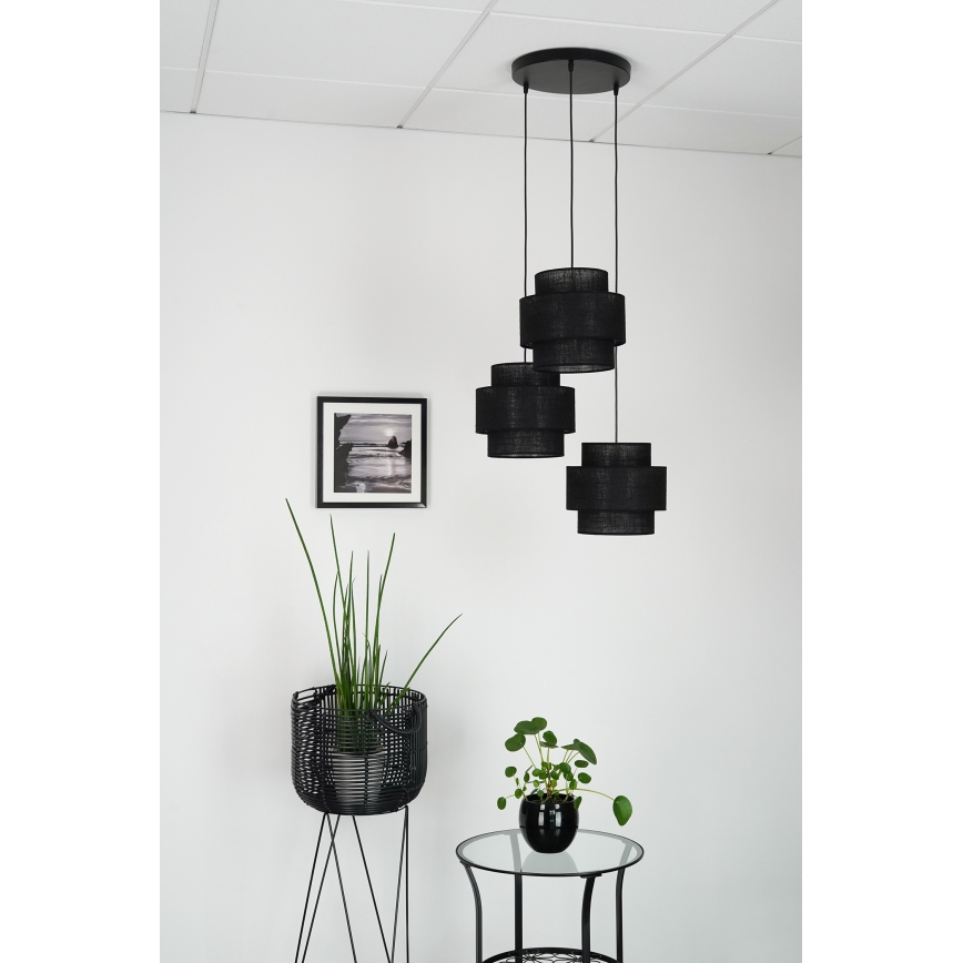 Brilagi - Hanglamp aan een koord SPACE YUTE 3xE27/15W/230V zwart