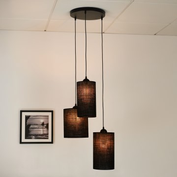 Brilagi - Hanglamp aan een koord TUBES 3xE27/15W/230V zwart