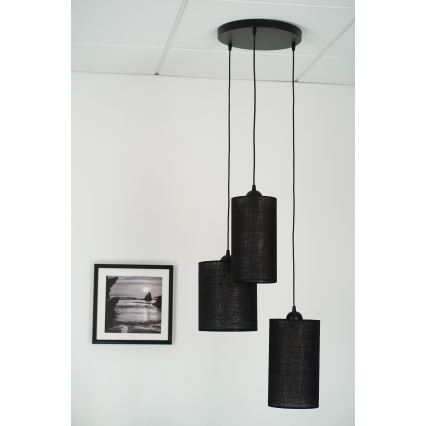 Brilagi - Hanglamp aan een koord TUBES 3xE27/15W/230V zwart