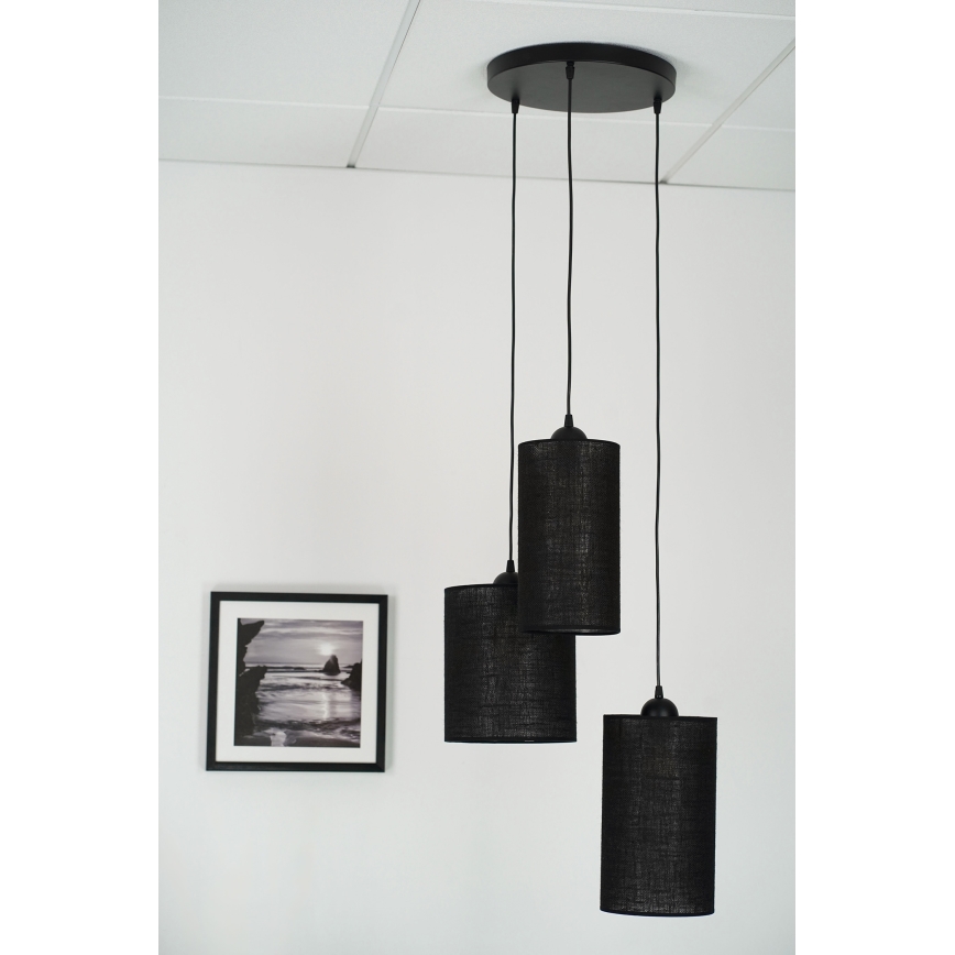 Brilagi - Hanglamp aan een koord TUBES 3xE27/15W/230V zwart