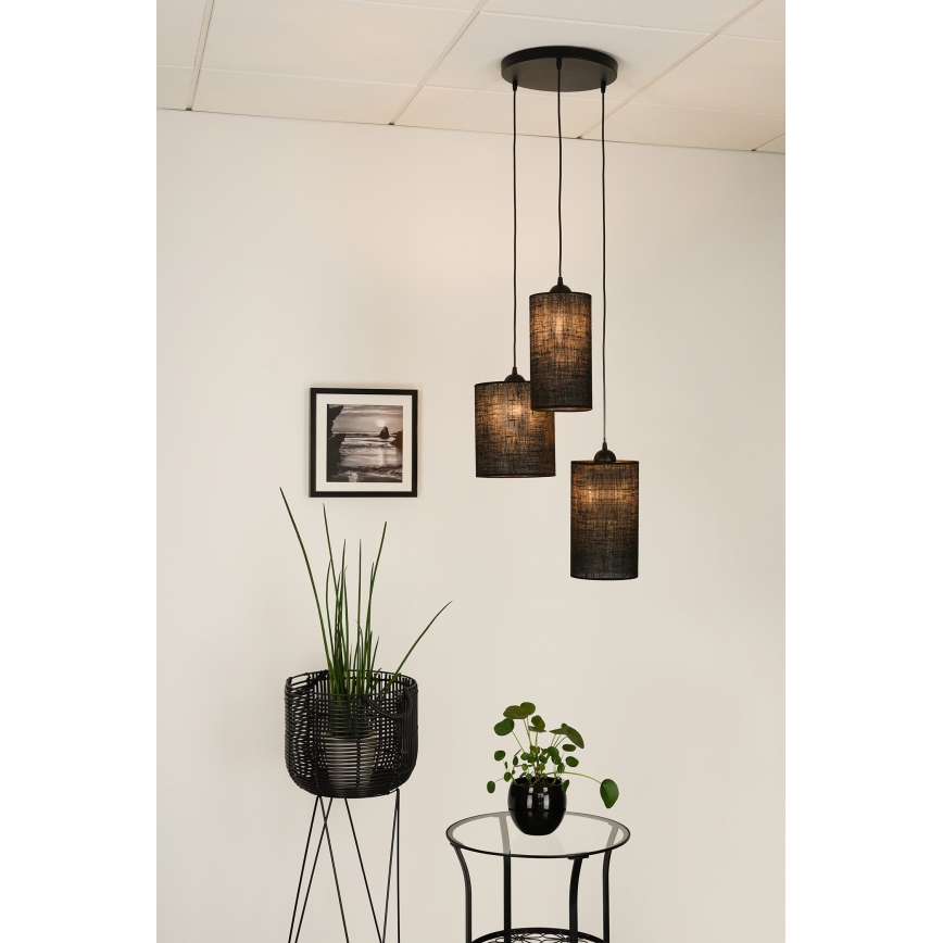 Brilagi - Hanglamp aan een koord TUBES 3xE27/15W/230V zwart